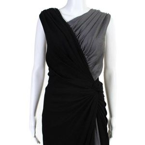 Tadashi Shoji Silk Black & Grey Dress (Size 6)